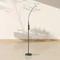 HOMCOM LED Floor Lamp, Standing Lamp with Remote & Touch Control, Stepless Dimmable Colours Temperature & Brightness, 360° Adjustable Gooseneck, 1 Hour Timer, Memory Function for Living Room, Black - 3