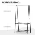 HOMCOM Metal Clothes Rack Coat Garment Hanger Hallway Organiser Hanging Rail Stand 2-tier Shoe Shelving A Shaped 77L x 45W x 153H cm Black - 6