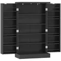 HOMCOM Kitchen Cupboard, Freestanding Multi-Storage Kitchen Pantry Cabinet with Adjustable Shelves, Black - 1