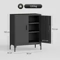 HOMCOM Metal Storage Cabinet with Lock and Adjustable Shelves - Black - 3