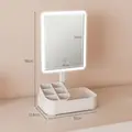 HOMCOM Makeup Mirror with Lights, Rechargeable Vanity Mirror w/ Touch Screen, 2 Lighting Modes and 180° Rotation, White - 3