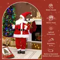 HOMCOM Life Size Santa Claus Christmas Decoration, Voice-Activated with Twinkling LED Lights, Red - 6