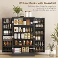 HOMCOM Kitchen Cupboard, Freestanding Multi-Storage Kitchen Pantry Cabinet with Adjustable Shelves, Black - 5
