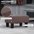 HOMCOM Linen Fabric Footstool Ottoman Cube with 4 Plastic Legs, Brown - 4