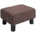 HOMCOM Linen Fabric Footstool Ottoman Cube with 4 Plastic Legs, Brown - 1