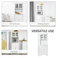 HOMCOM Kitchen Cupboard, Wooden Storage Cabinet with Framed Glass Door, Drawer, Microwave Space for Dining and Living Room, White - 7