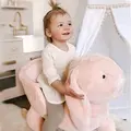 HOMCOM Kids Rocking Rabbit, Plush Rocking Horse Ride-On w/ Sound, Wood Base, Seatbelt, for Ages 18-36 Months, Pink - 8