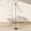 HOMCOM LED Floor Lamp for Living Room, 180cm Tall Standing Lamp, Mother and Child Uplighter with Adjustable Gooseneck, Black - 3