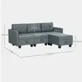 HOMCOM 'L' Shape Modular Sofa, with Storage - Dark Grey - 3