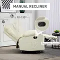 HOMCOM Manual Reclining Chair, Recliner Armchair with Swivel, Faux Leather, Footrest, Cup Holders, 86x93x102cm, Cream - 4