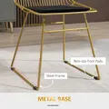 HOMCOM Luxurious Dining Chairs Set of 2, Metal Wire Kitchen Chair with Removable Velvet-feel Cushion, Cut-out Back and Steel Frame for Dining Room, Gold Tone - 6