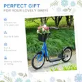 HOMCOM Kids Scooter, Kick Stunt Scooter with Adjustable Handlebar, Dual Brakes, Basket, Cupholder, Mudguard, 16" Inflatable Rubber Wheels, for 5-12 years, Blue - 5