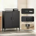 HOMCOM Metal Storage Cabinet with Lock and Adjustable Shelves - Black - 7