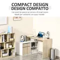 HOMCOM L-Shaped Desk, Corner Computer Desk with Storage Drawer, Adjustable Shelf, Cabinet for Home Office and Study, 120 x 92 x 75cm, Oak and White - 5