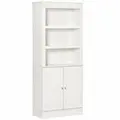 HOMCOM Kitchen Cupboard with 6-tier Shelving, Freestanding Storage Cabinet Sideboard, Pantry Cupboard with 3 Open Compartments and Double-door Cabinet with Adjustable Shelves, White - 1