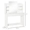 HOMCOM Modern Dressing Table Writing Desk W/ Mirror, Big Drawers, 2-Tier Open Shelf For Home Bedroom White - 3