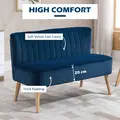 HOMCOM Modern Double Seat Sofa Foam Padding High Back Soft Comfortable Compact Couch Home Office Dark Blue - 4