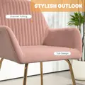 HOMCOM Modern Arm Chair Set of 2 Upholstered Accent Chair with Metal Base for Living Room Pink - 4
