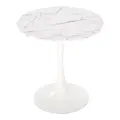 HOMCOM Modern Round Dining Table Leisure Coffee Bistro Table with Metal Base for Kitchen & Dining Room White - 1