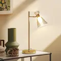 HOMCOM Modern Table Lamp, Bedside Lamp with Adjustable Flower-Shaped Head and E27 Socket for Living Room Bedroom Study, Bulb Not Included, Gold Tone - 6
