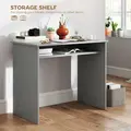HOMCOM Modern Computer Desk, Home Office Table, Small Writing Desk with Storage Shelf, 90 x 50cm, Grey - 4