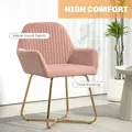 HOMCOM Modern Arm Chair Set of 2 Upholstered Accent Chair with Metal Base for Living Room Pink - 5