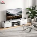HOMCOM Modern TV unit Cabinet Entertainment Centre for TVs up to 90" w/ Cabinet Shelf for Living room Bedroom White - 2