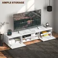 HOMCOM Modern TV unit Cabinet Entertainment Centre for TVs up to 90" w/ Cabinet Shelf for Living room Bedroom White - 4