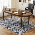 HOMCOM Modern Area Rug, Triangle Pattern Non-Slip Washable Rug, Chenille Floor Carpet for Living Room, Bedroom, Dining Room, Home Office, 170 x 120 cm, Black - 9