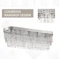 HOMCOM Modern Raindrop Crystal Chandelier, Round Rectangular hanging Ceiling Light, Linear Hanging Lighting with Stainless Steel Base, for Restaurant Kitchen Island Dining Room Hotel, Silver - 4