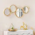 HOMCOM Metal Wall Mirrors, 107cm Modern Decorative Gold Mirror Decor Hanging, Home Wall Sculptures for Living Room Bedroom Dining Room - 2