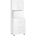 HOMCOM Modern Kitchen Cupboard with Storage Cabinets, 3 Drawers and Open Countertop for Living Room, White - 1