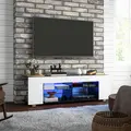 HOMCOM Multi-Shelf TV Cabinet, with Adjustable LED Lights - White - 2