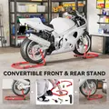 HOMCOM Motorcycle Stand, Front/Rear Paddock Stand, with 390 kg Weight Capacity, Red - 4