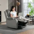 HOMCOM Microfibre Manual Reclining Armchair, with Footrest - Grey - 2