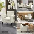 HOMCOM Modern Accent Chair, Occasional Chair with Rubber Wood Legs for Living Room, Bedroom, Cream White - 7