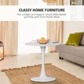 HOMCOM Modern Round Dining Table Leisure Coffee Bistro Table with Metal Base for Kitchen & Dining Room White - 4
