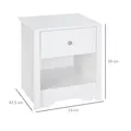 HOMCOM Modern Bedside Table, Nightstand with Drawer Shelf, End Table for Living room, Bedroom White - 3