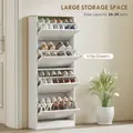 HOMCOM Modern Compact Four-Drawer Shoe Storage Cabinet - White - 4