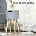 HOMCOM Modern Side Table with Hidden Storage Space, Round Night Stand with Removable Tray Wood Frame End Coffee Table for Living Room, Grey - 6