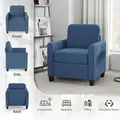 HOMCOM Modern Boxy Linen-Look Armchair - Blue - 5