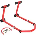 HOMCOM Motorcycle Stand, Front/Rear Paddock Stand, with 390 kg Weight Capacity, Red - 1