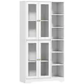 HOMCOM Multi-Storage Kitchen Cabinet, with Glass Doors - White Wood-Effect - 1