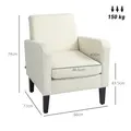 HOMCOM Modern Accent Chair, Occasional Chair with Rubber Wood Legs for Living Room, Bedroom, Cream White - 3