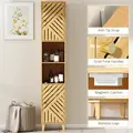 HOMCOM Multi-Storage Bamboo Door Bathroom Cabinet - Natural Finish - 7