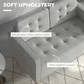 HOMCOM Modern 2 Seater Sofa with Hidden Storage, 117cm Tufted Cotton Couch with Wood Legs, Compact Loveseat for Living Room, Kitchen, Light Grey - 5