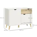 HOMCOM Modern Sideboard Storage Cabinet, Free Standing Accent Cupboard with Drawer, 2 Doors for Bedroom, Living Room, Hallway, White - 3