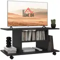 HOMCOM Modern TV Cabinet Stand Storage Shelves Table Mobile Bedroom Furniture Bookshelf Bookcase Black - 1