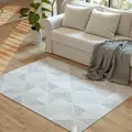 HOMCOM Modern Area Rug, Geometric Pattern Non-Slip Washable Rug, Soft Floor Carpet for Living Room, Bedroom, Dining Room, Home Office, 170 x 120 cm, Grey - 8