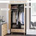HOMCOM Modern Wardrobe Cabinet Wood Grain Sticker Surface with Shelf, Hanging Rod and 2 Drawers 90x50x190cm - 4